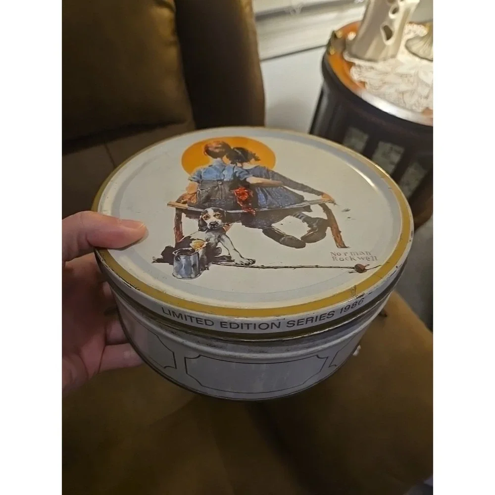 🧡 1986 Norman Rockwell Limited Edition Tin Dansk Biscuit Denmark Vintage